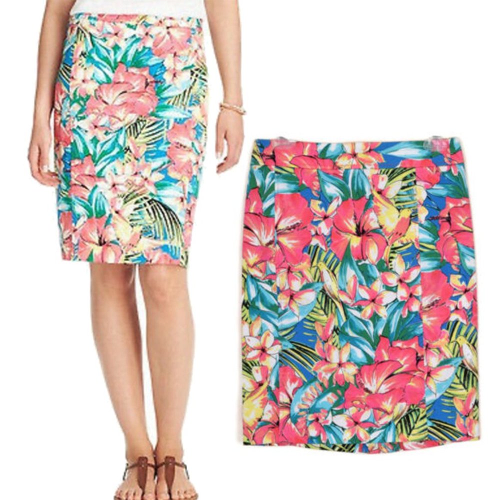 NWOT Ann Taylor Loft Pink Tropical Skirt
